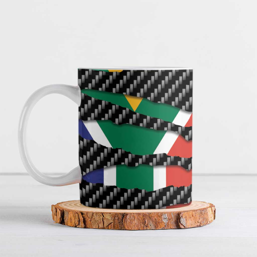 South Africa Beast Ceramic Mug Ripped Flag Graphic - Wonder Print Shop