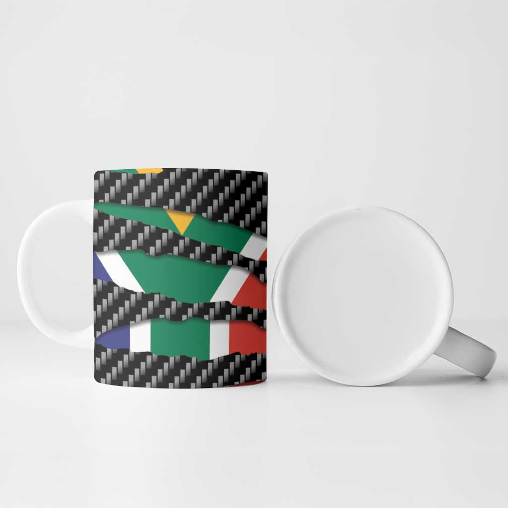 South Africa Beast Ceramic Mug Ripped Flag Graphic - Wonder Print Shop