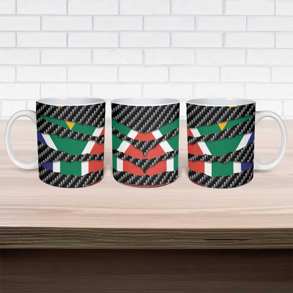 South Africa Beast Ceramic Mug Ripped Flag Graphic - Wonder Print Shop