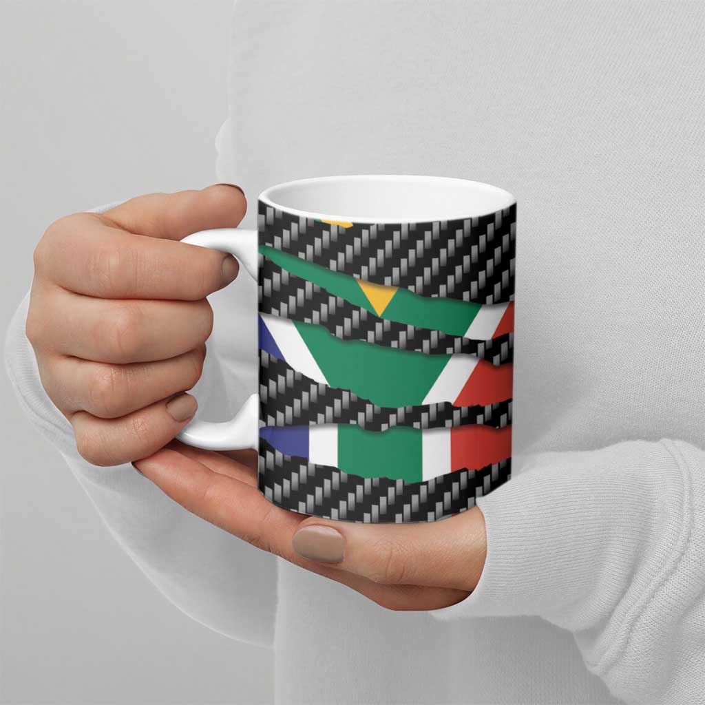 South Africa Beast Ceramic Mug Ripped Flag Graphic - Wonder Print Shop