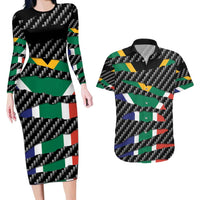 South Africa Beast Couples Matching Long Sleeve Bodycon Dress and Hawaiian Shirt Ripped Flag Graphic - Wonder Print Shop