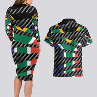 South Africa Beast Couples Matching Long Sleeve Bodycon Dress and Hawaiian Shirt Ripped Flag Graphic - Wonder Print Shop