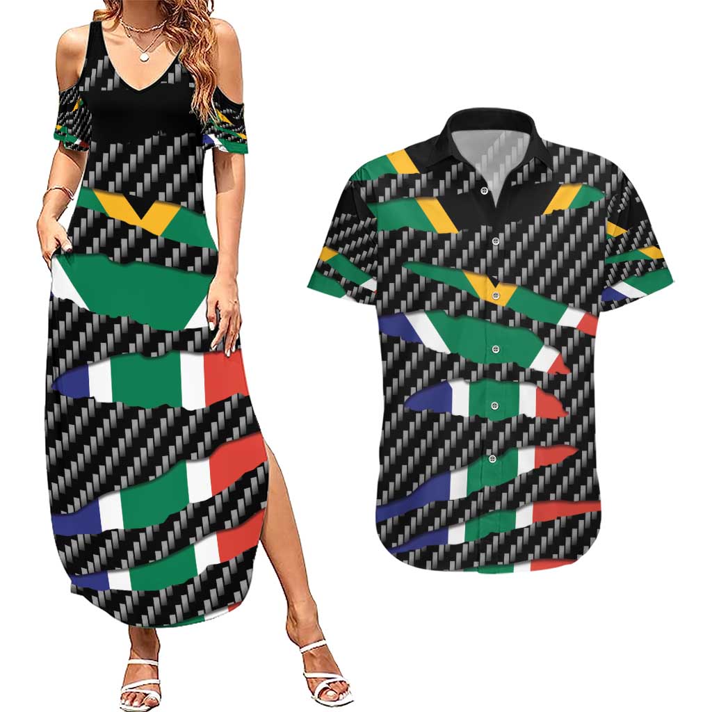 South Africa Beast Couples Matching Summer Maxi Dress and Hawaiian Shirt Ripped Flag Graphic - Wonder Print Shop