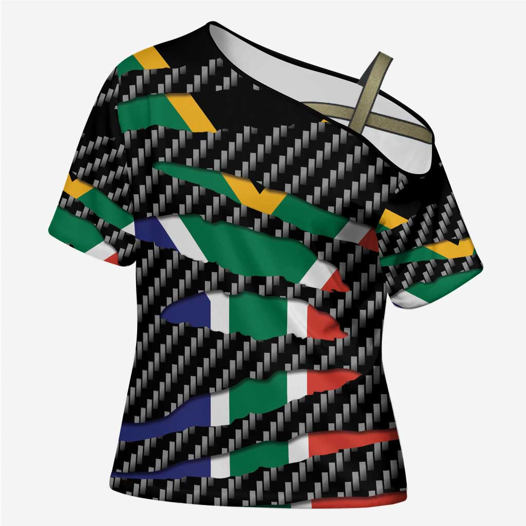 South Africa Beast Cross Shoulder Shirt Ripped Flag Graphic - Wonder Print Shop
