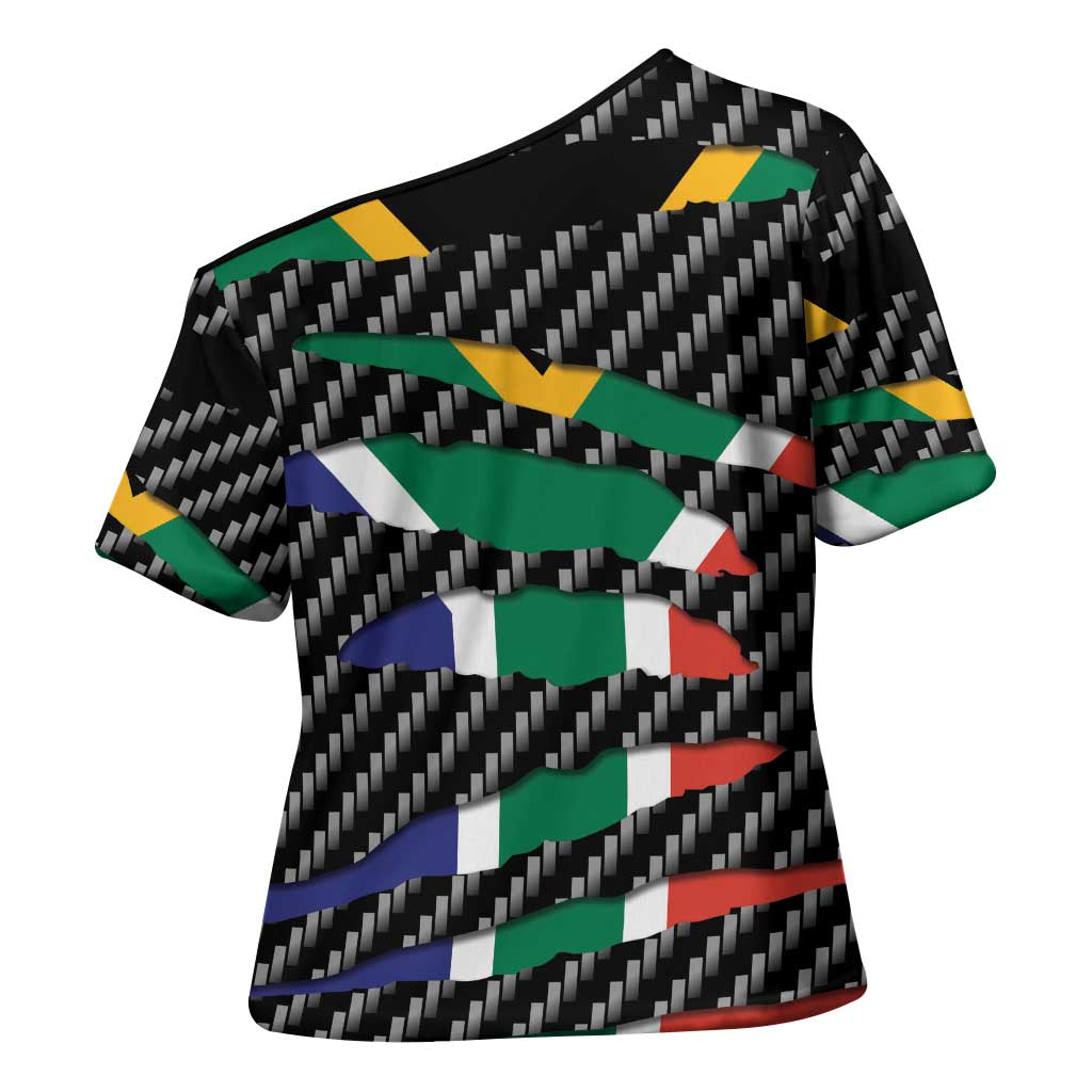 South Africa Beast Cross Shoulder Shirt Ripped Flag Graphic - Wonder Print Shop