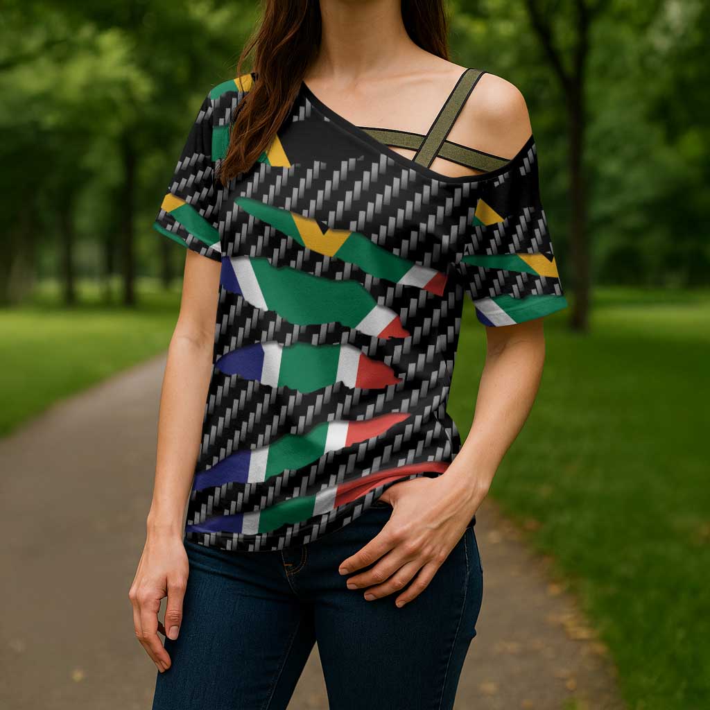 South Africa Beast Cross Shoulder Shirt Ripped Flag Graphic - Wonder Print Shop