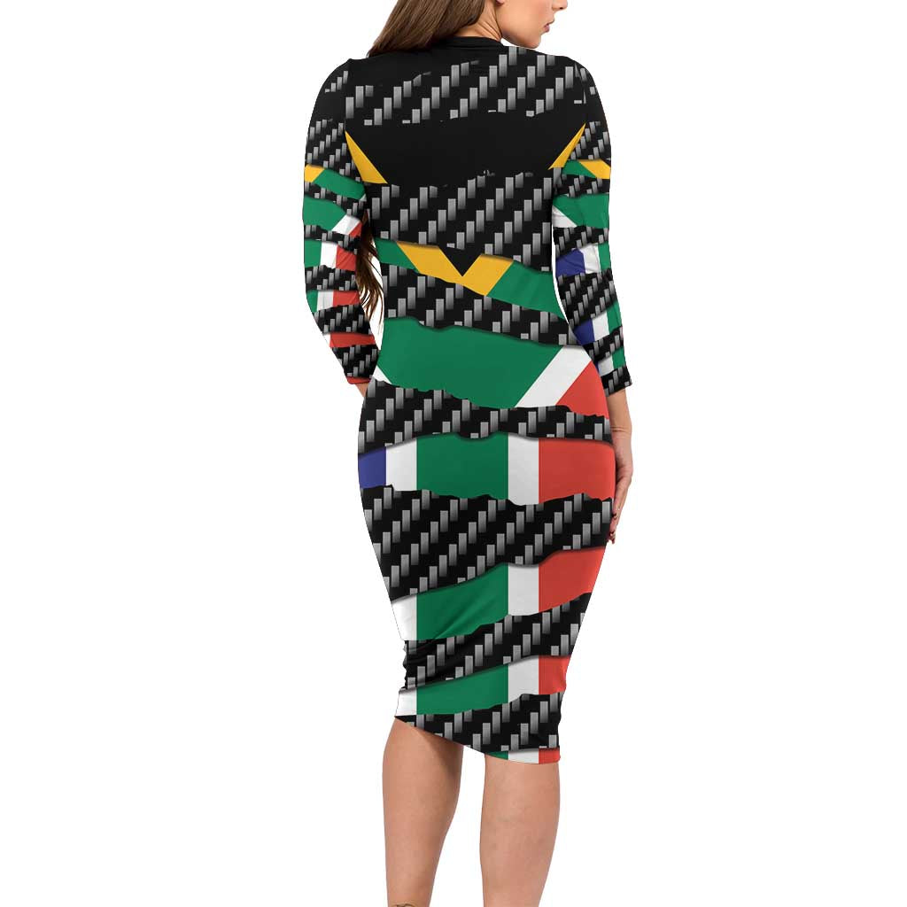 South Africa Beast Family Matching Long Sleeve Bodycon Dress and Hawaiian Shirt Ripped Flag Graphic - Wonder Print Shop
