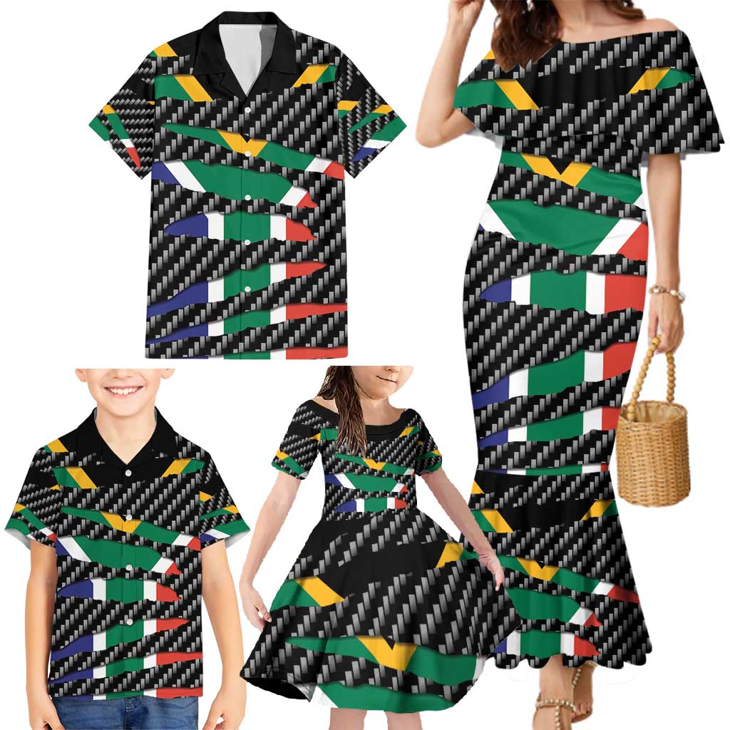 South Africa Beast Family Matching Mermaid Dress and Hawaiian Shirt Ripped Flag Graphic - Wonder Print Shop