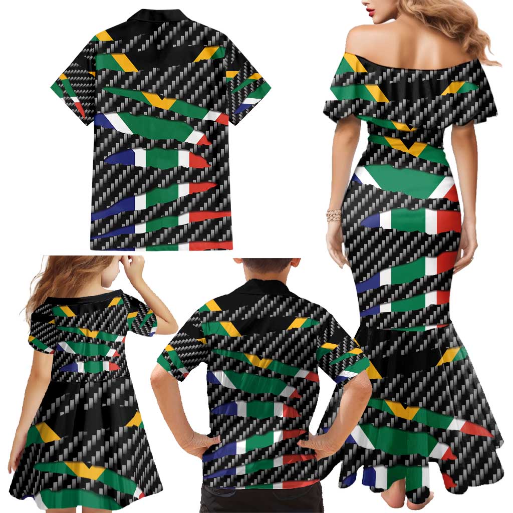 South Africa Beast Family Matching Mermaid Dress and Hawaiian Shirt Ripped Flag Graphic - Wonder Print Shop