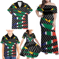 South Africa Beast Family Matching Off Shoulder Maxi Dress and Hawaiian Shirt Ripped Flag Graphic - Wonder Print Shop