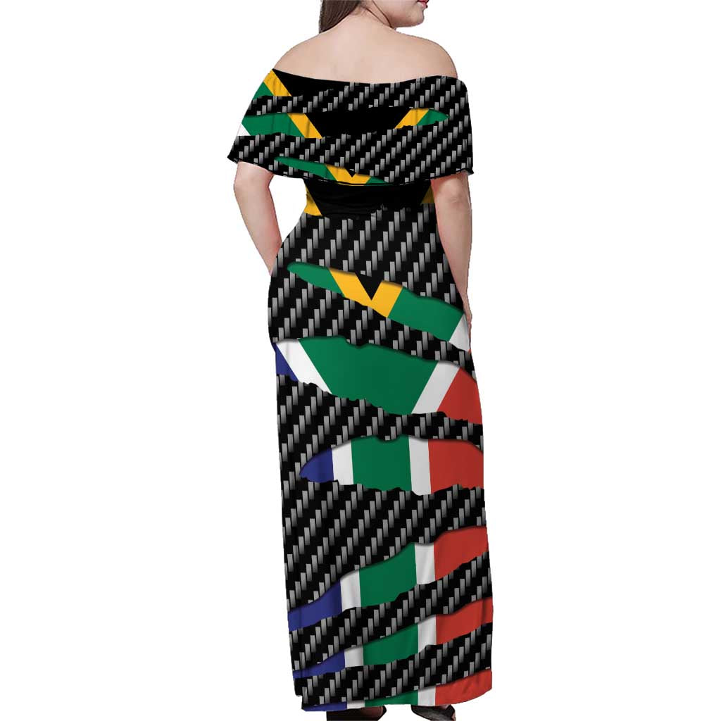 South Africa Beast Family Matching Off Shoulder Maxi Dress and Hawaiian Shirt Ripped Flag Graphic - Wonder Print Shop