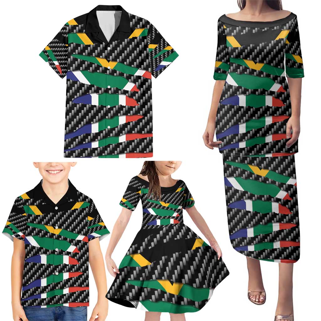 South Africa Beast Family Matching Puletasi and Hawaiian Shirt Ripped Flag Graphic - Wonder Print Shop