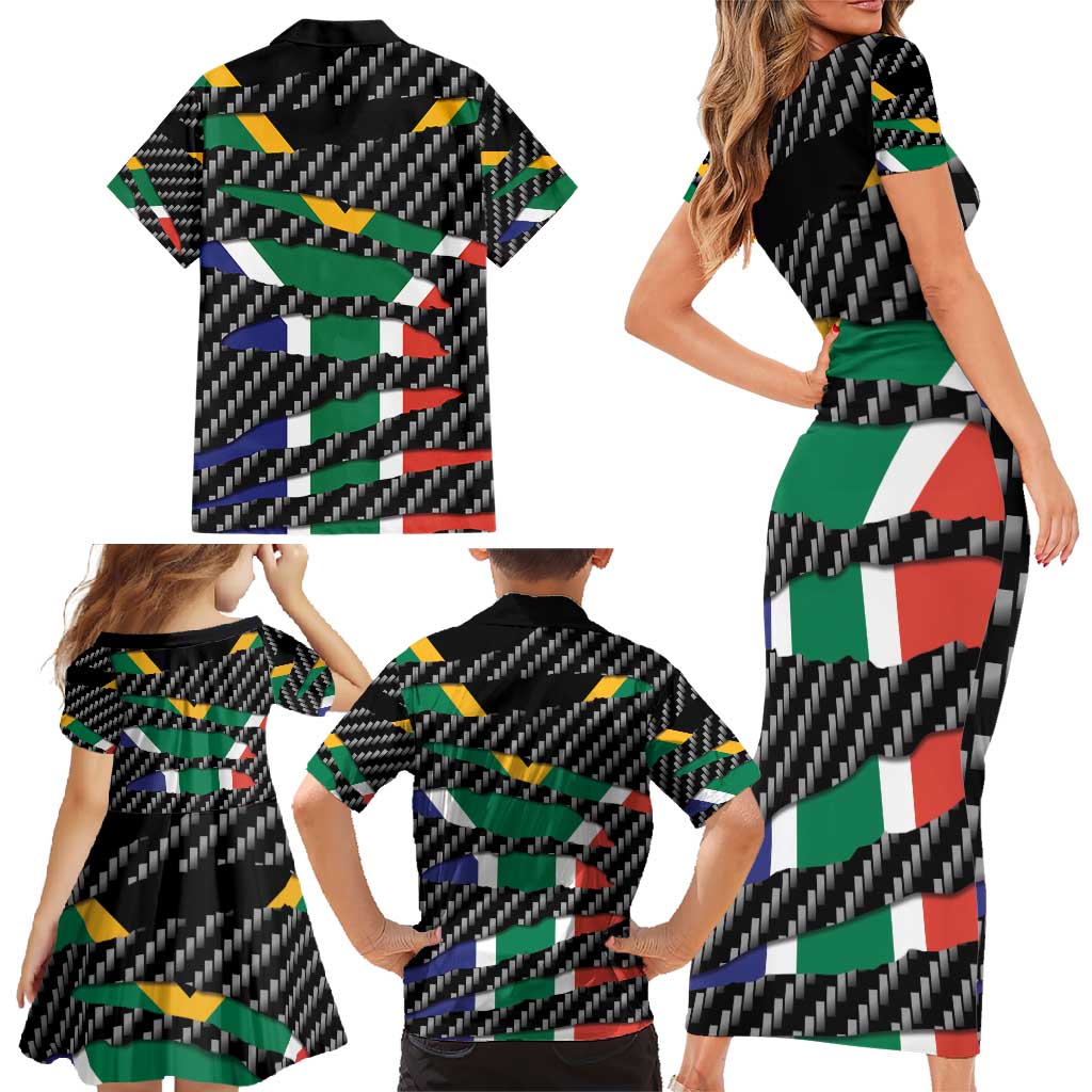 South Africa Beast Family Matching Short Sleeve Bodycon Dress and Hawaiian Shirt Ripped Flag Graphic - Wonder Print Shop