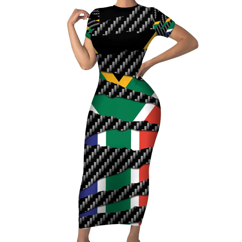 South Africa Beast Family Matching Short Sleeve Bodycon Dress and Hawaiian Shirt Ripped Flag Graphic - Wonder Print Shop
