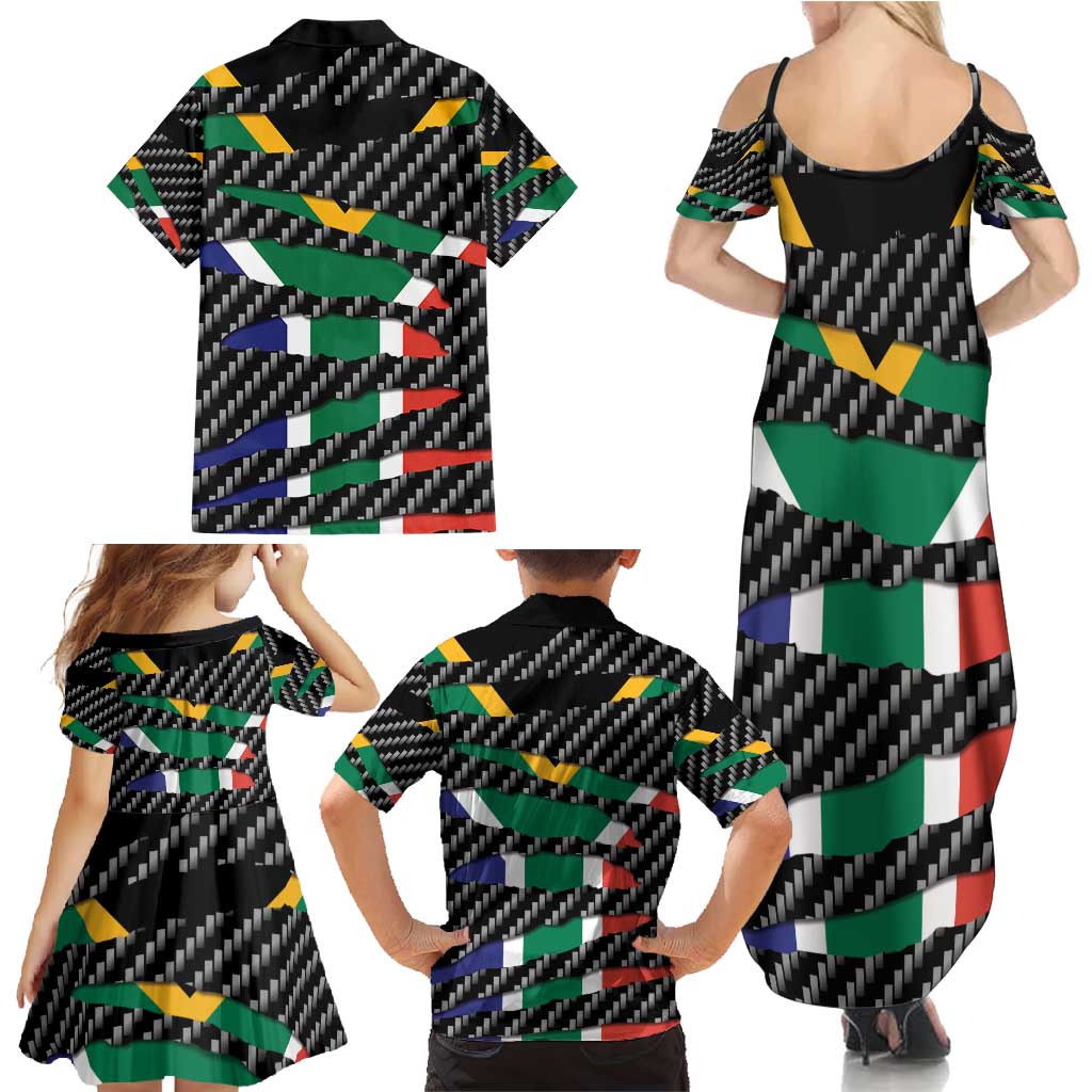 South Africa Beast Family Matching Summer Maxi Dress and Hawaiian Shirt Ripped Flag Graphic - Wonder Print Shop
