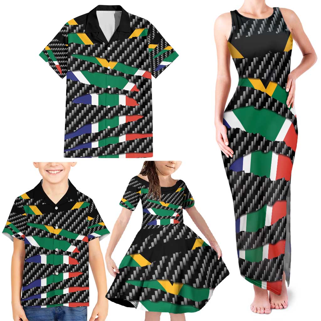 South Africa Beast Family Matching Tank Maxi Dress and Hawaiian Shirt Ripped Flag Graphic - Wonder Print Shop