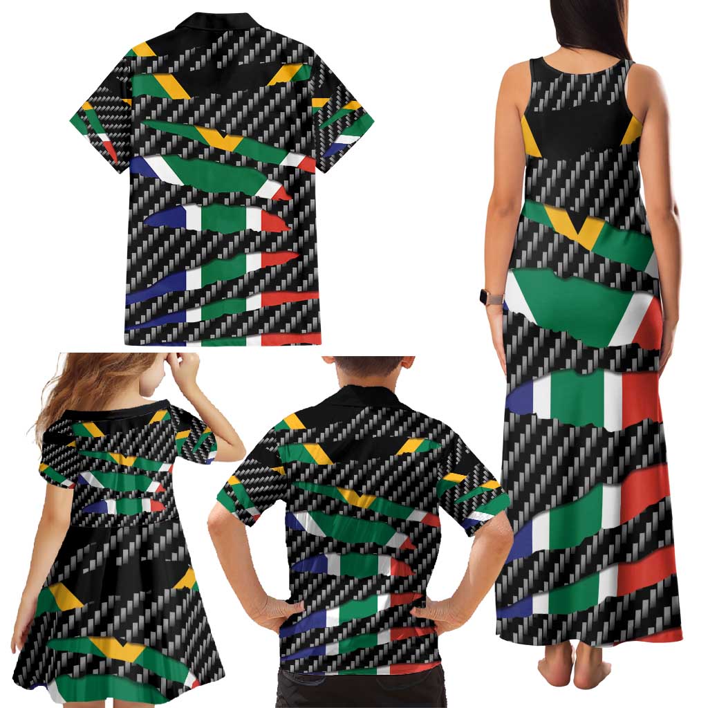 South Africa Beast Family Matching Tank Maxi Dress and Hawaiian Shirt Ripped Flag Graphic - Wonder Print Shop