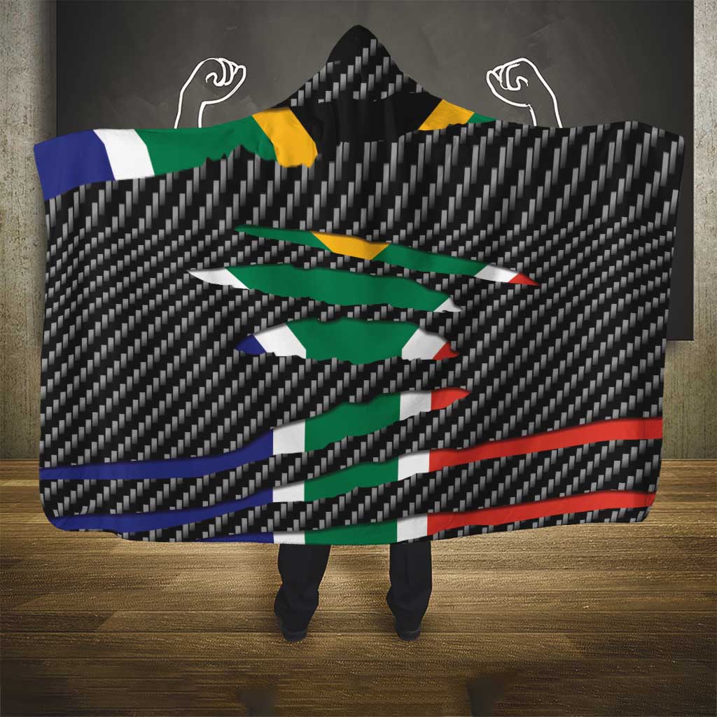 South Africa Beast Hooded Blanket Ripped Flag Graphic - Wonder Print Shop