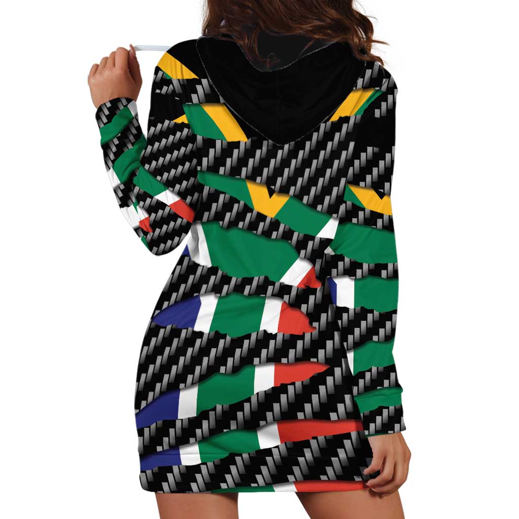 South Africa Beast Hoodie Dress Ripped Flag Graphic - Wonder Print Shop