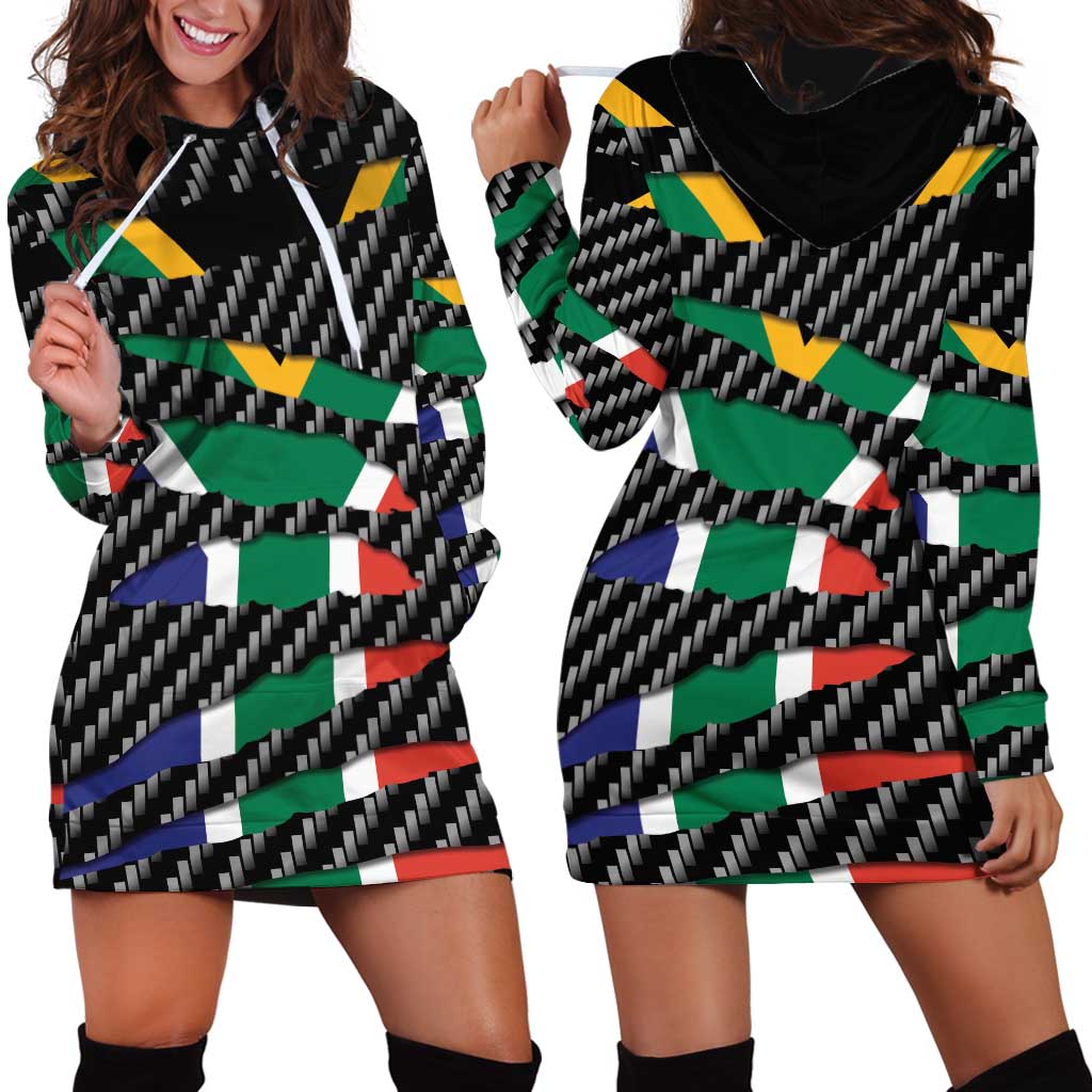 South Africa Beast Hoodie Dress Ripped Flag Graphic - Wonder Print Shop