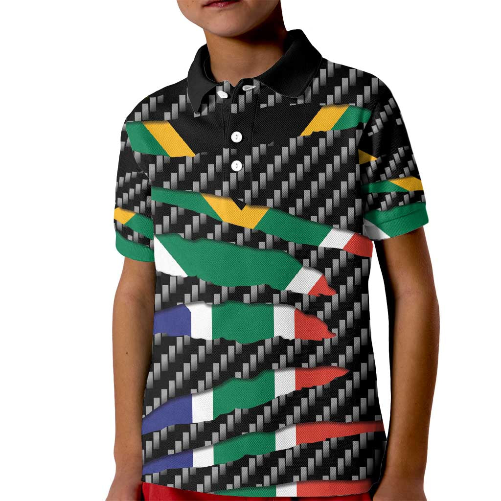 South Africa Beast Kid Polo Shirt Ripped Flag Graphic - Wonder Print Shop