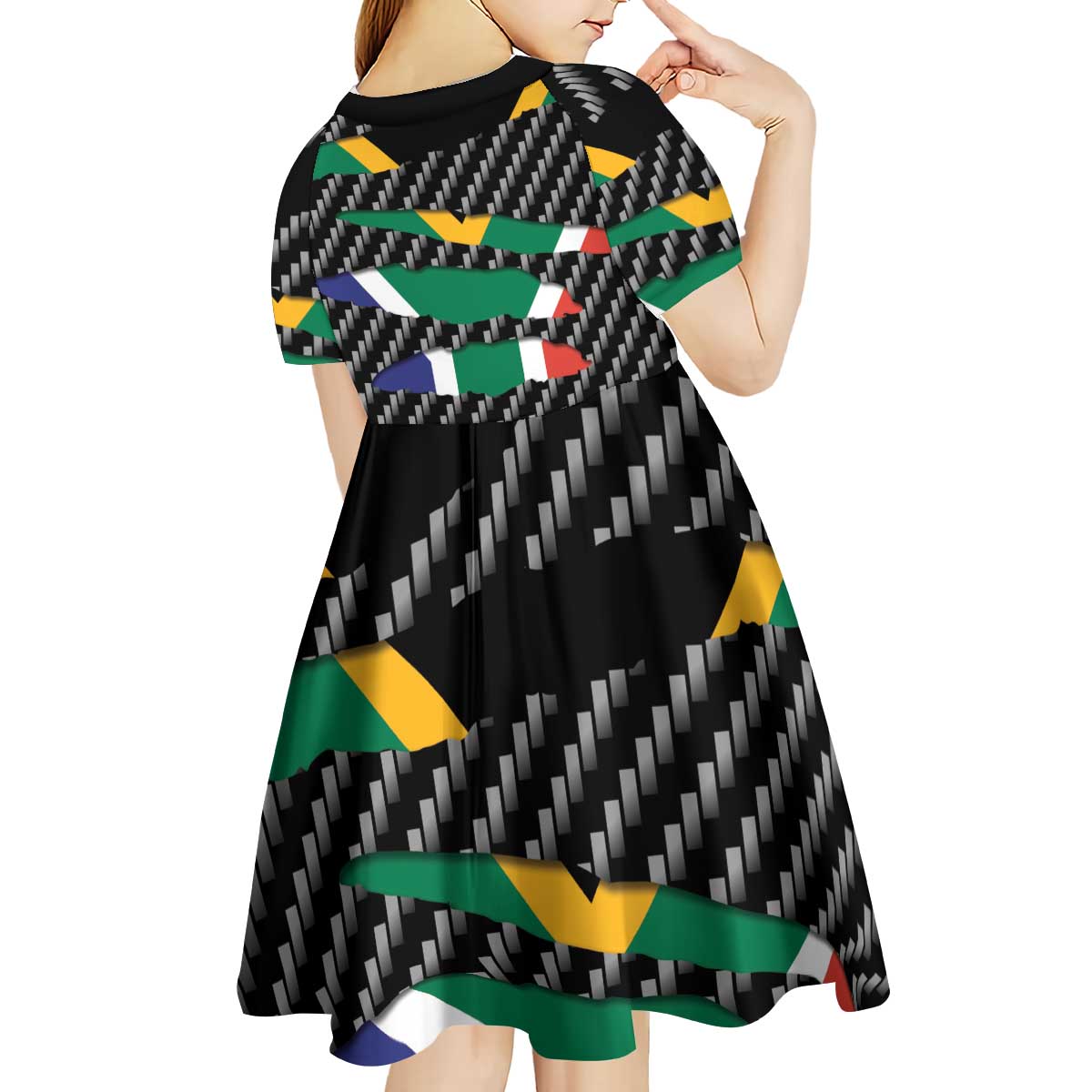 South Africa Beast Kid Short Sleeve Dress Ripped Flag Graphic - Wonder Print Shop