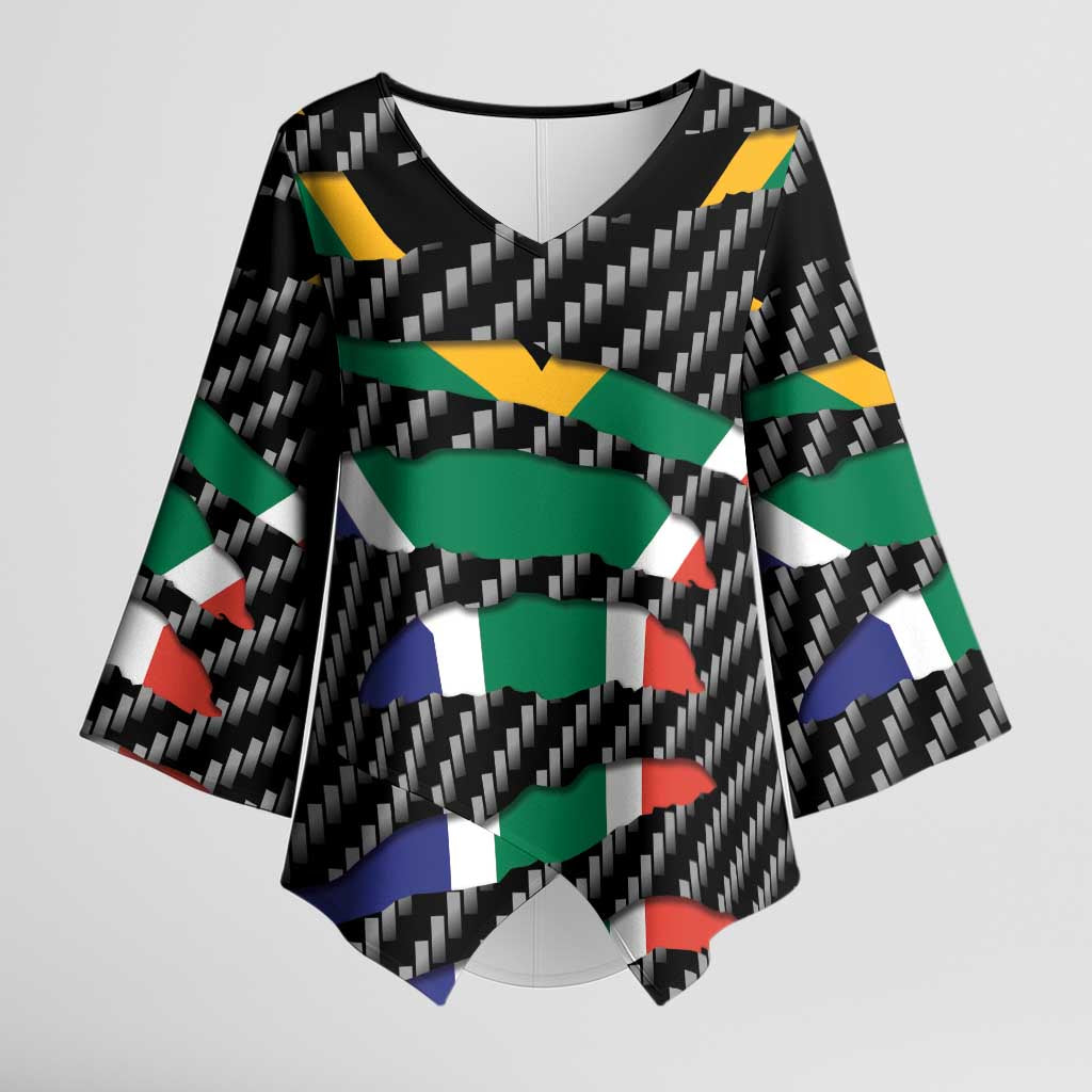 South Africa Beast Kimono Sleeve Blouse Ripped Flag Graphic - Wonder Print Shop