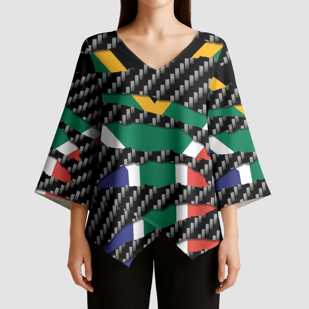 South Africa Beast Kimono Sleeve Blouse Ripped Flag Graphic - Wonder Print Shop