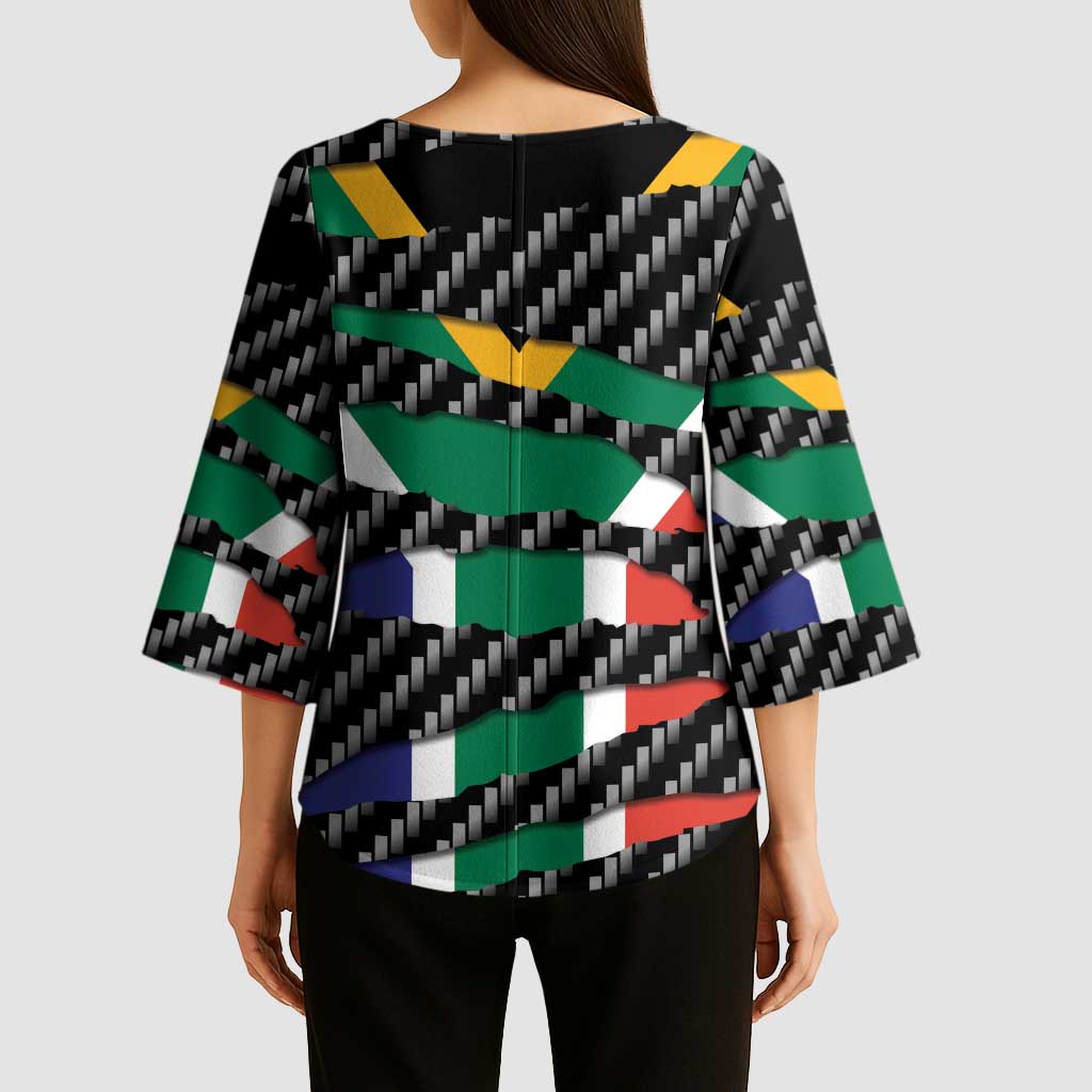 South Africa Beast Kimono Sleeve Blouse Ripped Flag Graphic - Wonder Print Shop
