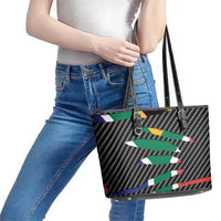 South Africa Beast Leather Tote Bag Ripped Flag Graphic - Wonder Print Shop