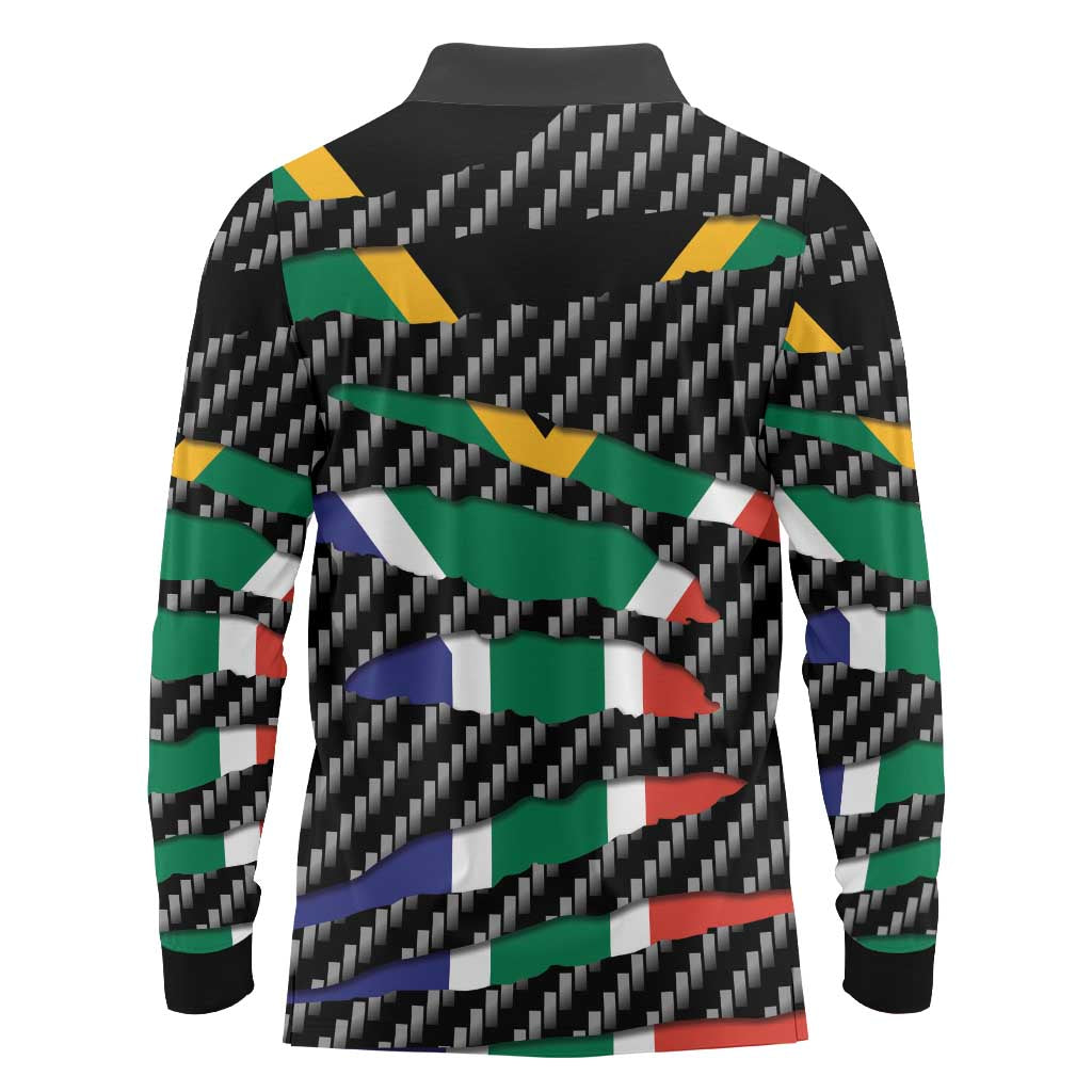 South Africa Beast Long Sleeve Polo Shirt Ripped Flag Graphic - Wonder Print Shop