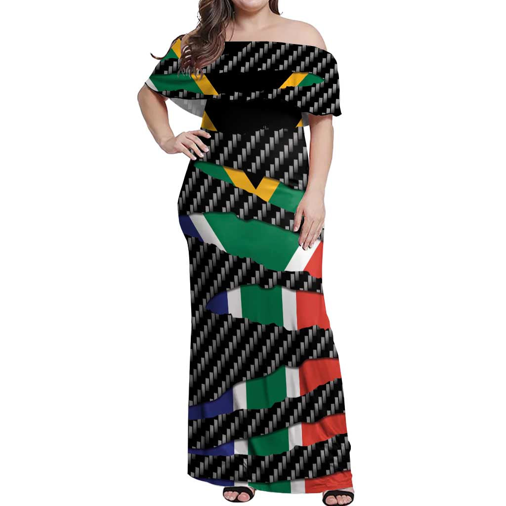 South Africa Beast Off Shoulder Maxi Dress Ripped Flag Graphic - Wonder Print Shop