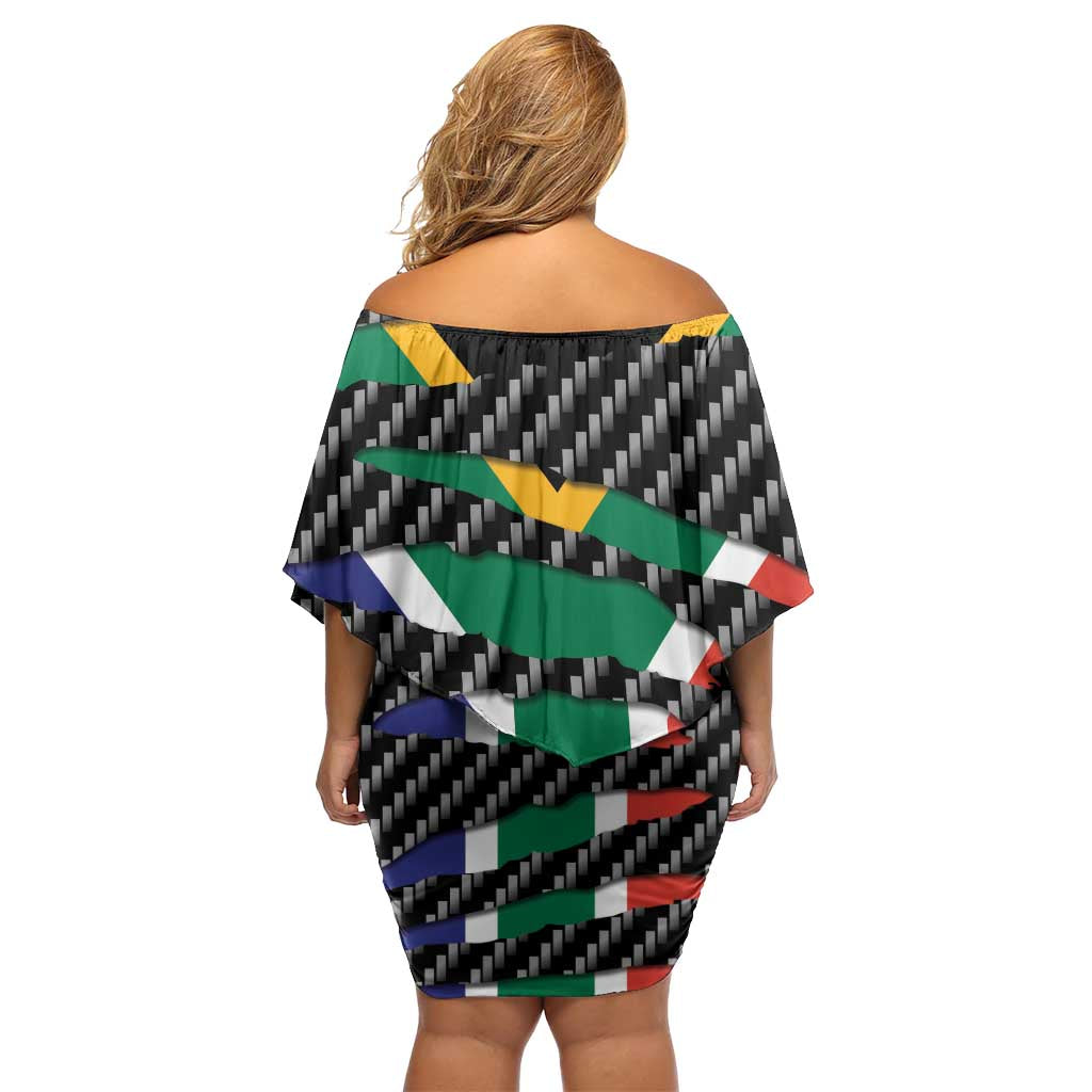 South Africa Beast Off Shoulder Short Dress Ripped Flag Graphic - Wonder Print Shop