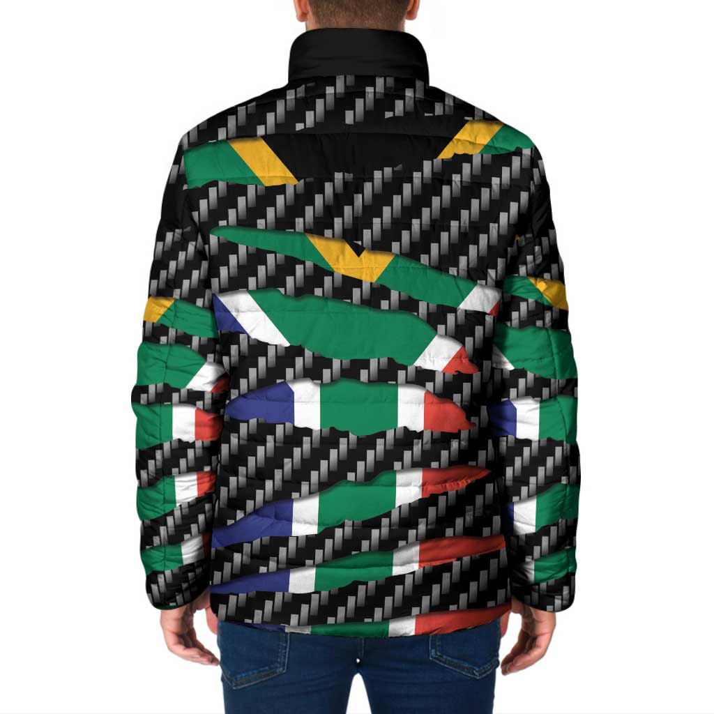 South Africa Beast Padded Jacket Ripped Flag Graphic - Wonder Print Shop