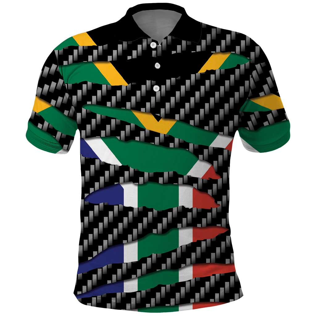 South Africa Beast Polo Shirt Ripped Flag Graphic - Wonder Print Shop