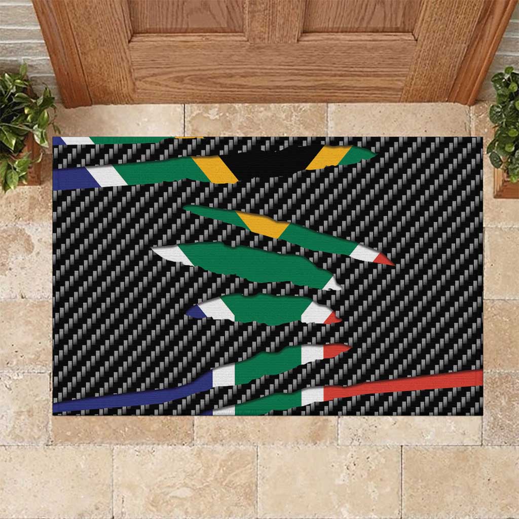 South Africa Beast Rubber Doormat Ripped Flag Graphic - Wonder Print Shop