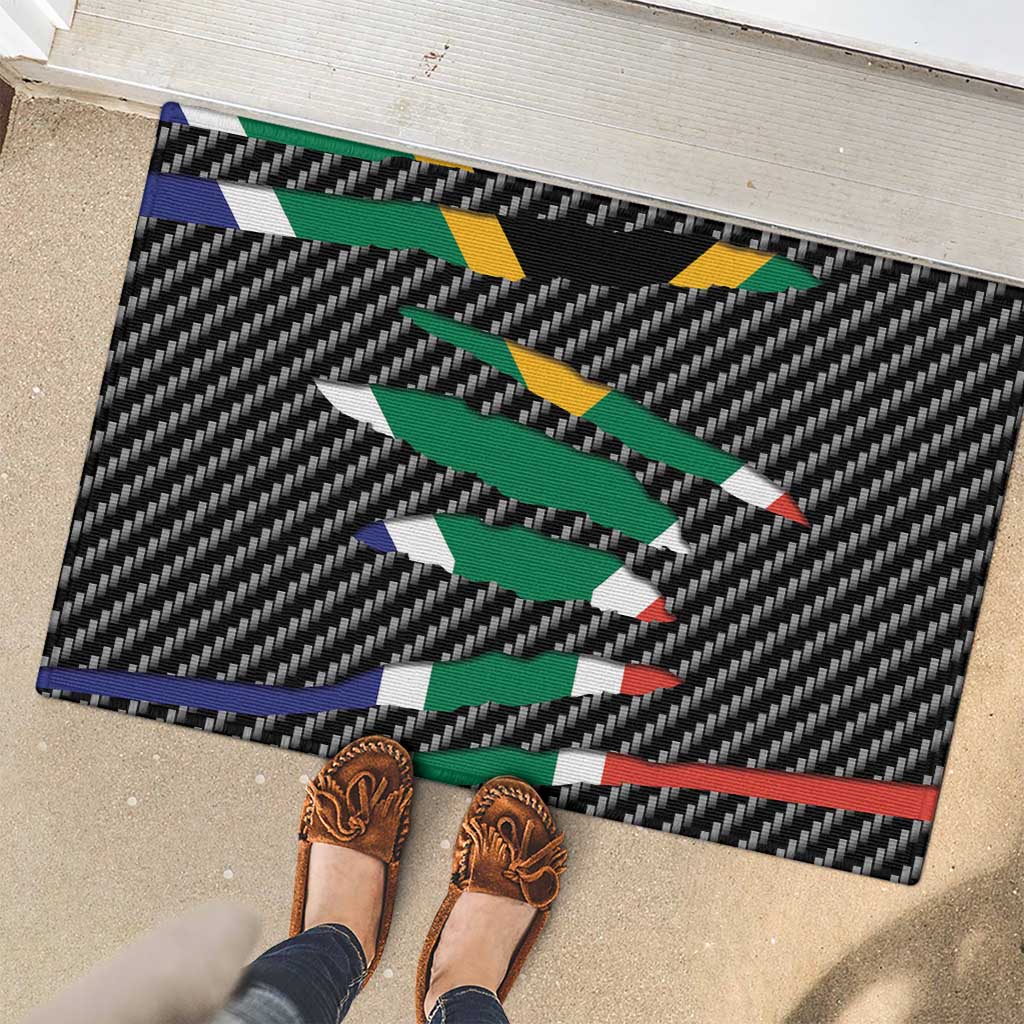 South Africa Beast Rubber Doormat Ripped Flag Graphic - Wonder Print Shop