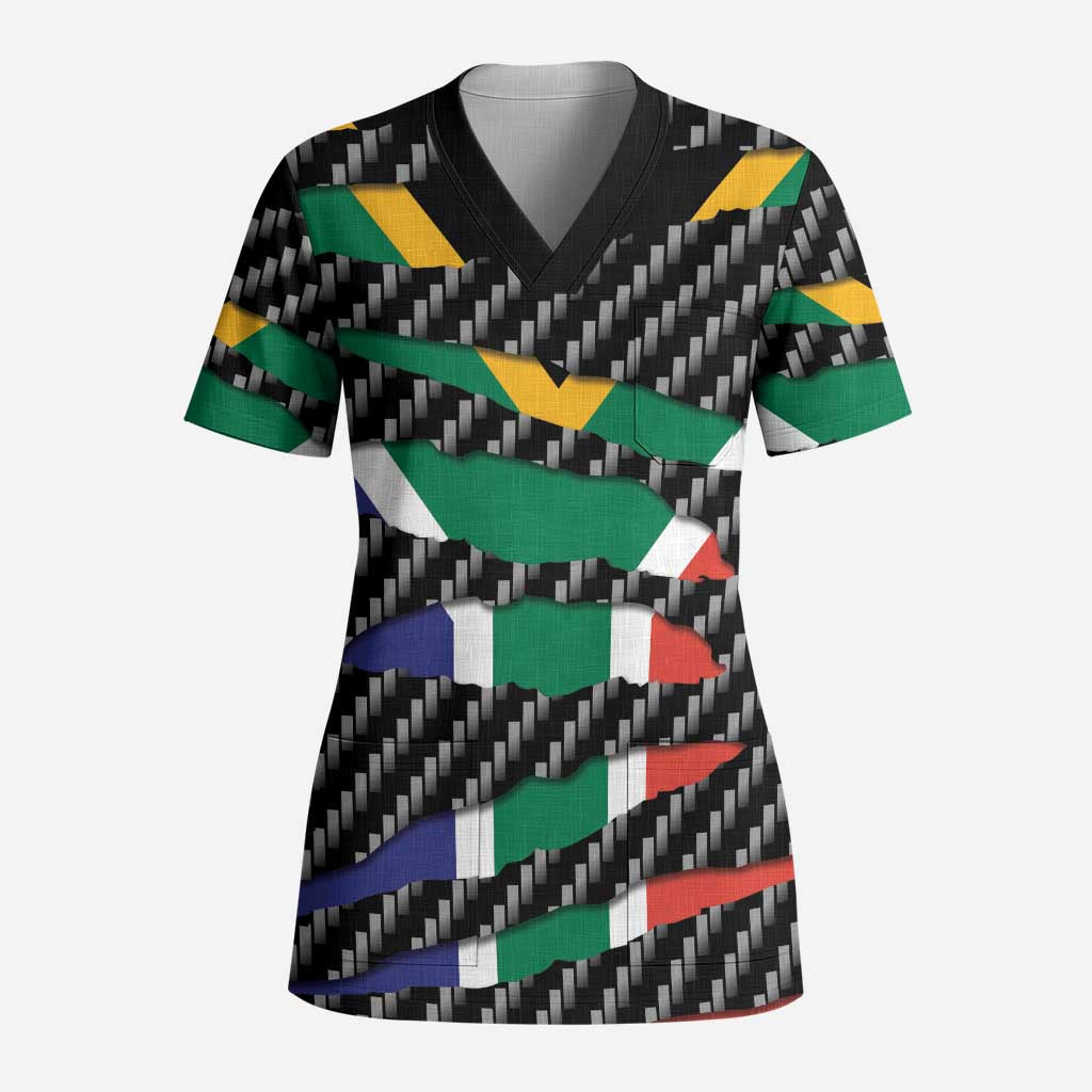 South Africa Beast Scrub Top Ripped Flag Graphic - Wonder Print Shop