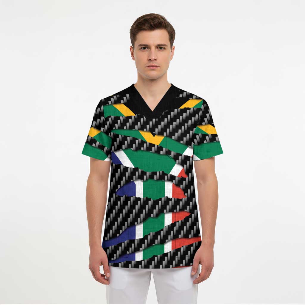South Africa Beast Scrub Top Ripped Flag Graphic - Wonder Print Shop