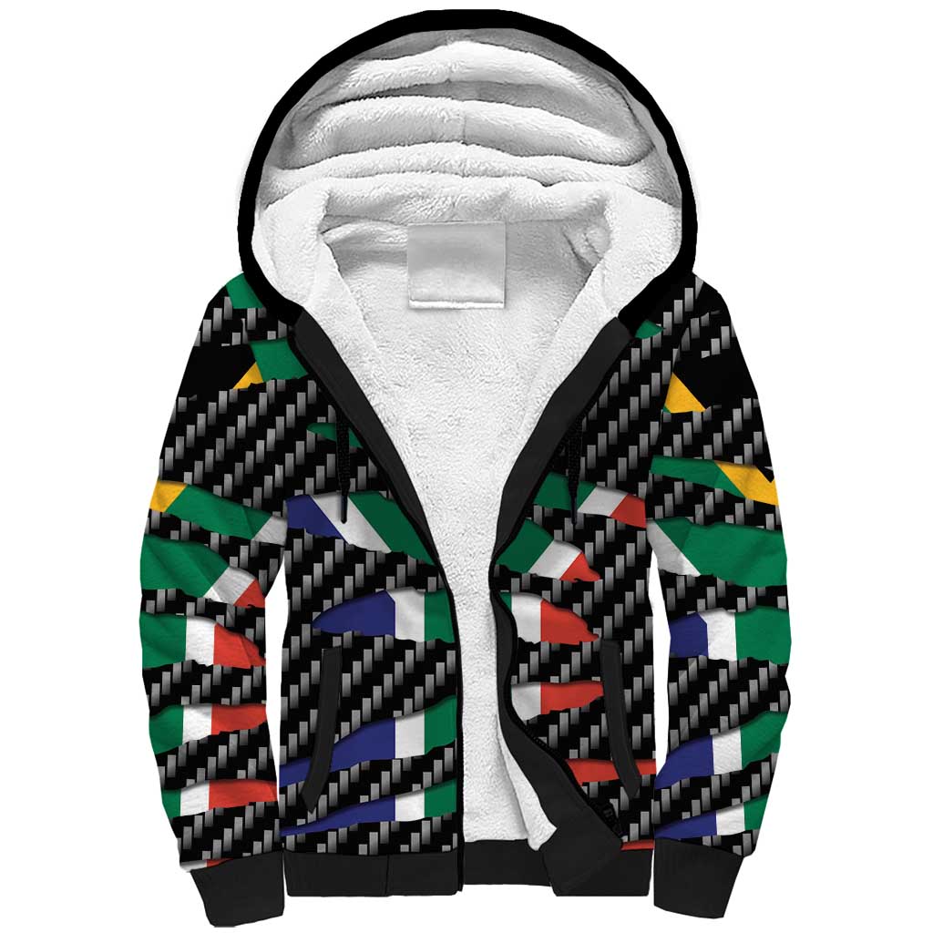 South Africa Beast Sherpa Hoodie Ripped Flag Graphic - Wonder Print Shop