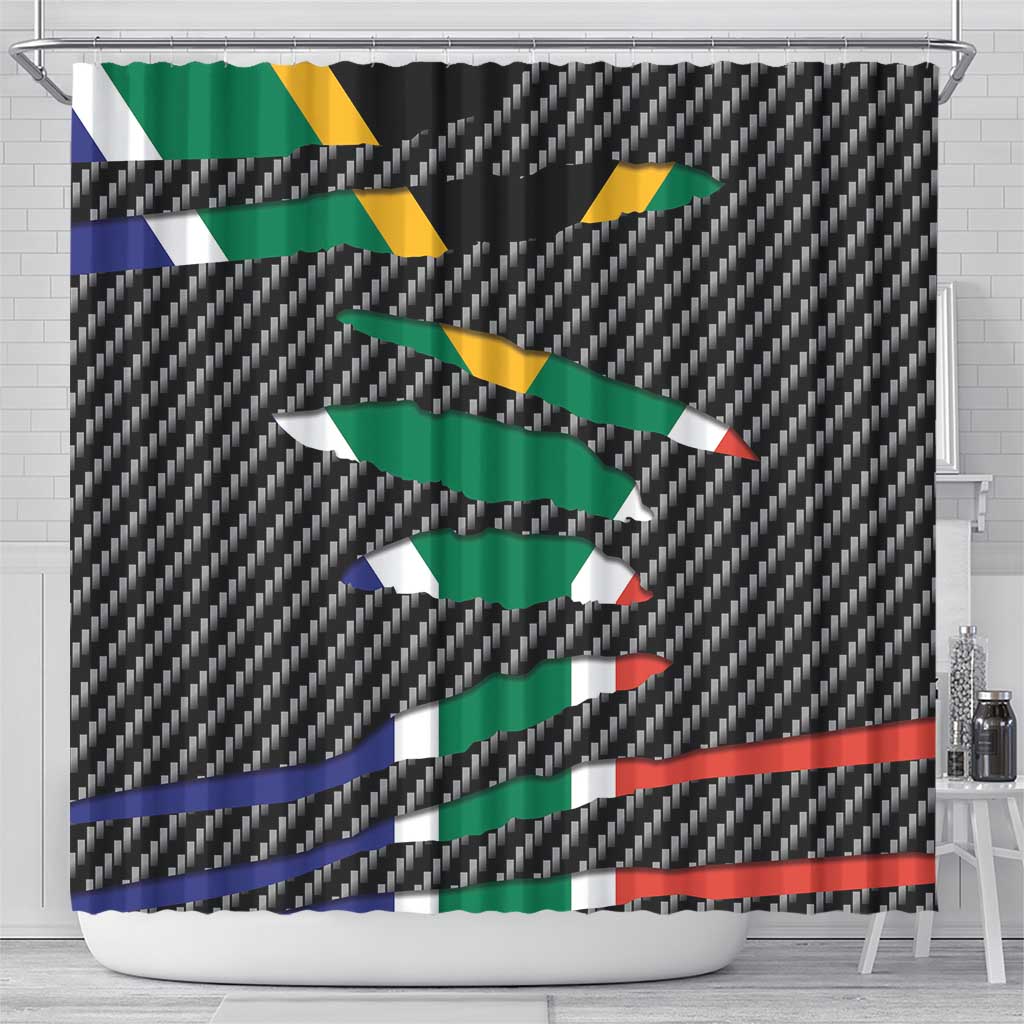 South Africa Beast Shower Curtain Ripped Flag Graphic - Wonder Print Shop