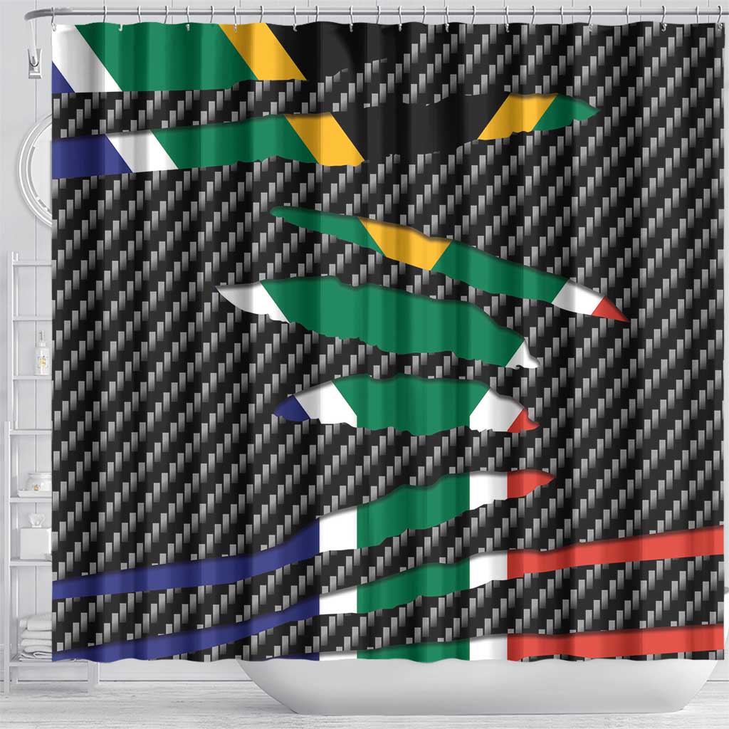 South Africa Beast Shower Curtain Ripped Flag Graphic - Wonder Print Shop