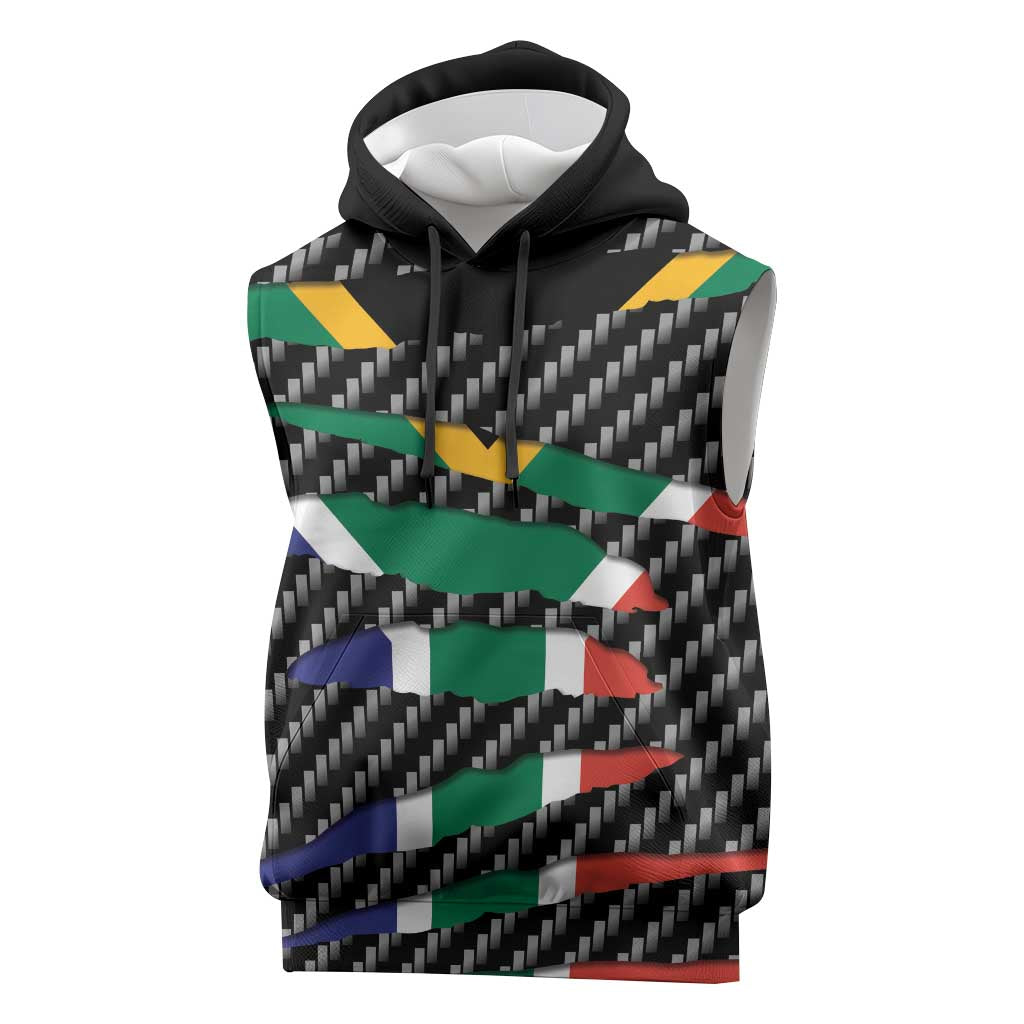 South Africa Beast Sleeveless Hoodie Ripped Flag Graphic - Wonder Print Shop