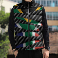 South Africa Beast Sleeveless Puffer Jacket Ripped Flag Graphic - Wonder Print Shop