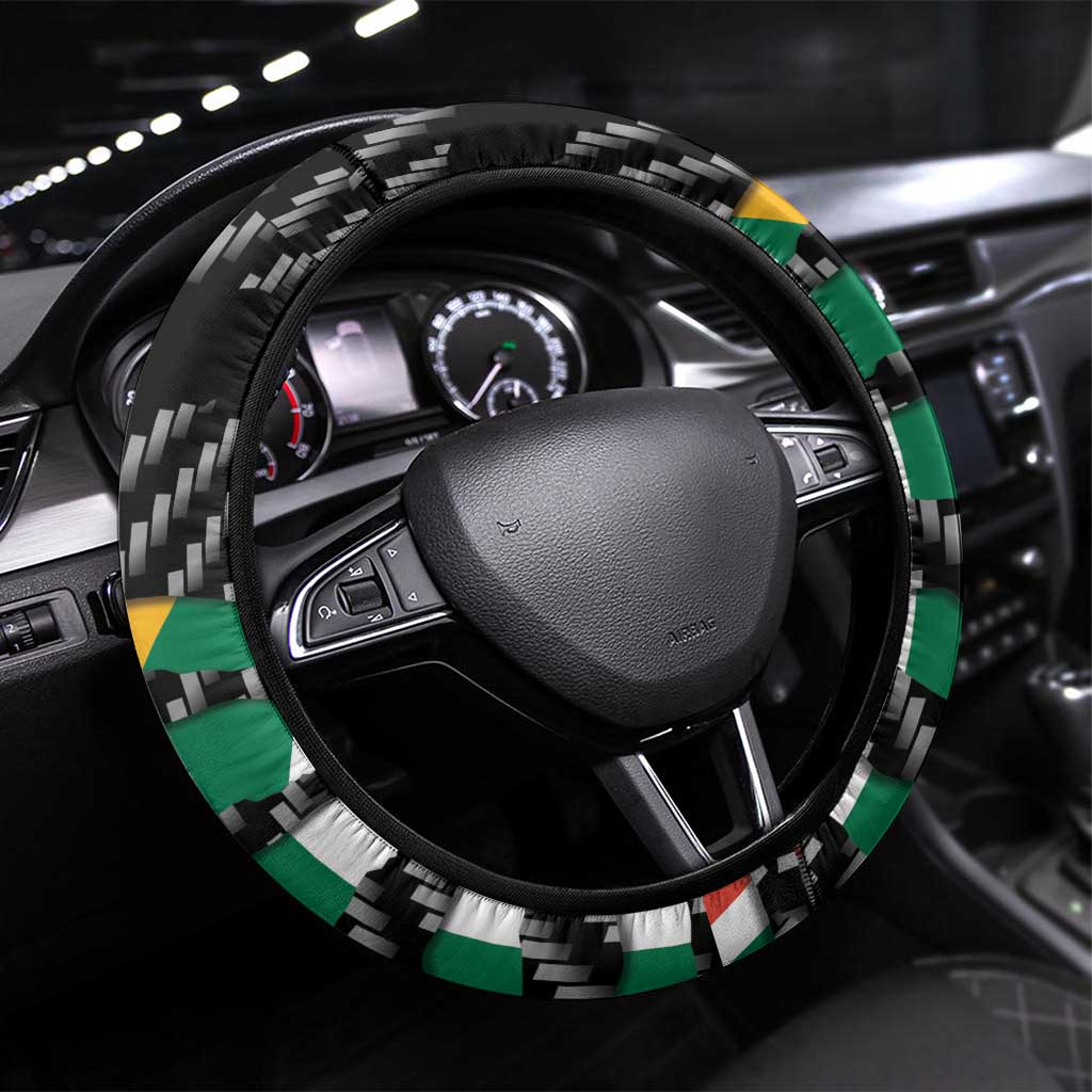 South Africa Beast Steering Wheel Cover Ripped Flag Graphic - Wonder Print Shop