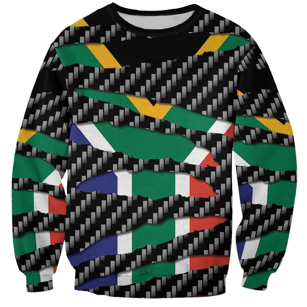 South Africa Beast Sweatshirt Ripped Flag Graphic - Wonder Print Shop
