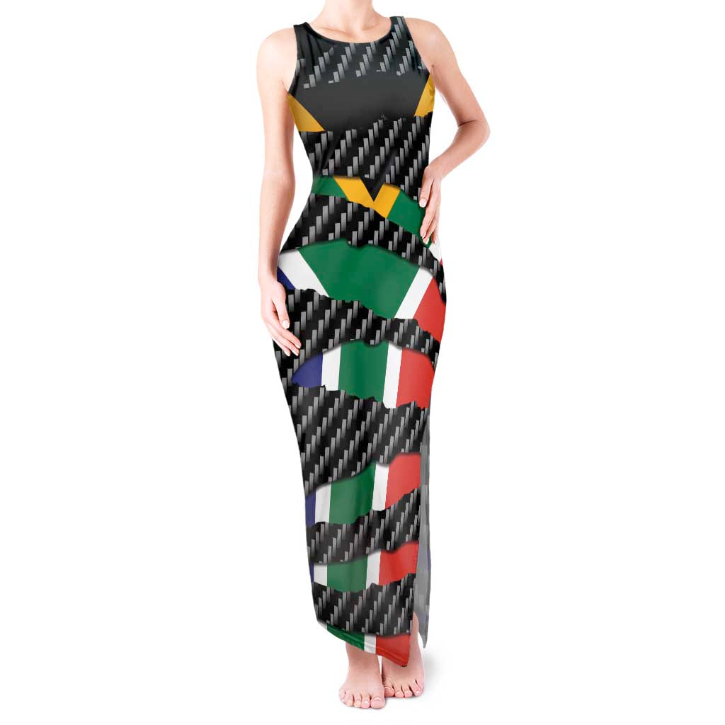 South Africa Beast Tank Maxi Dress Ripped Flag Graphic - Wonder Print Shop
