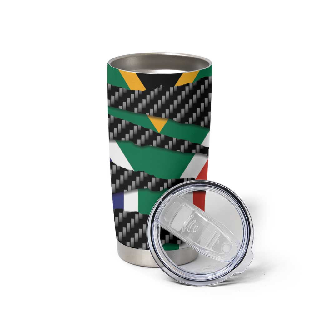 South Africa Beast Tumbler Cup Ripped Flag Graphic - Wonder Print Shop