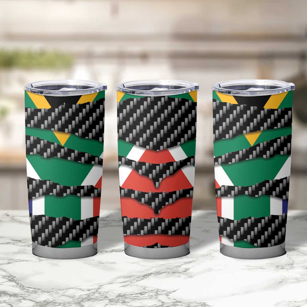 South Africa Beast Tumbler Cup Ripped Flag Graphic - Wonder Print Shop