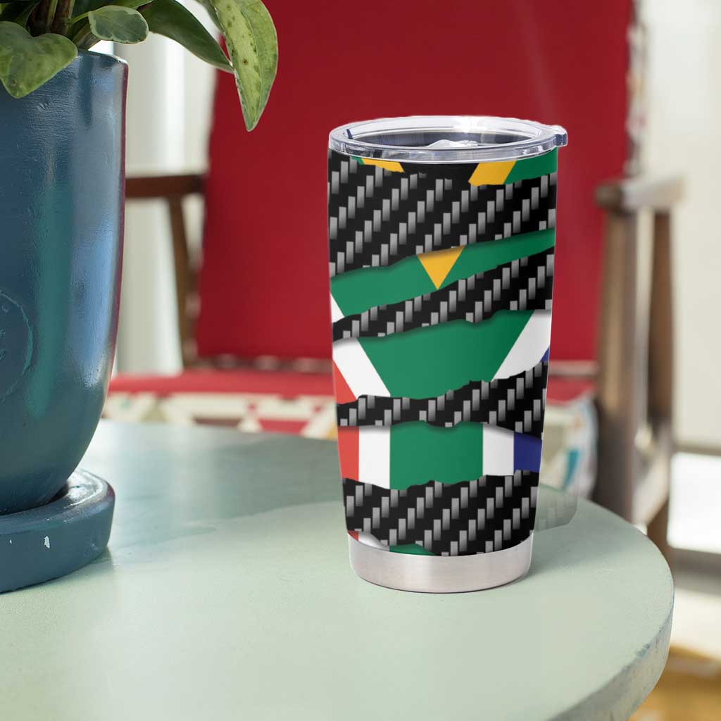 South Africa Beast Tumbler Cup Ripped Flag Graphic - Wonder Print Shop